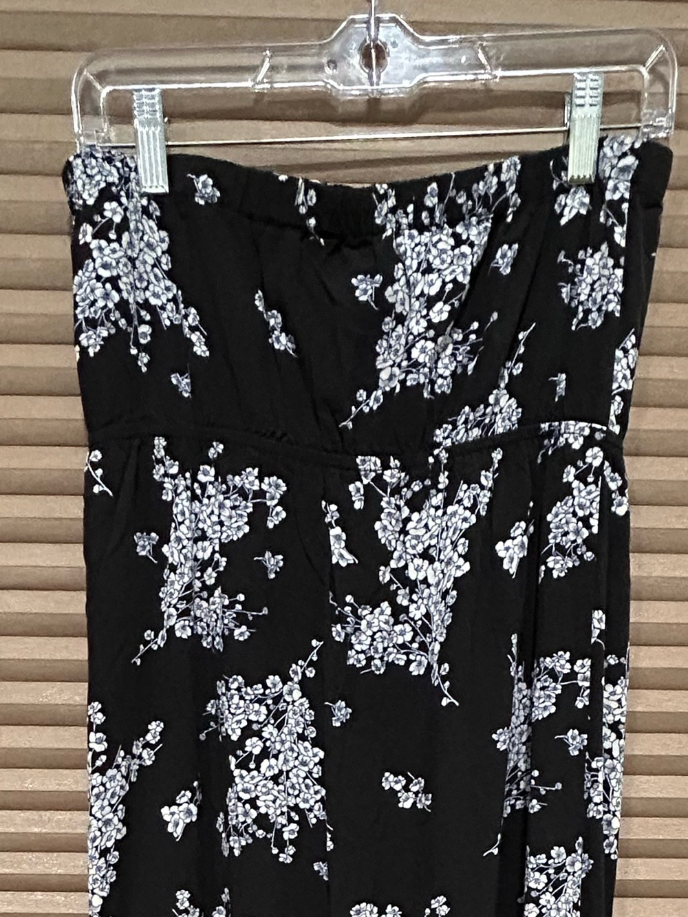 Old Navy Black White Floral Strapless Maxi Dress L Soft Girl Cottagecore Summer - Picture 3 of 6
